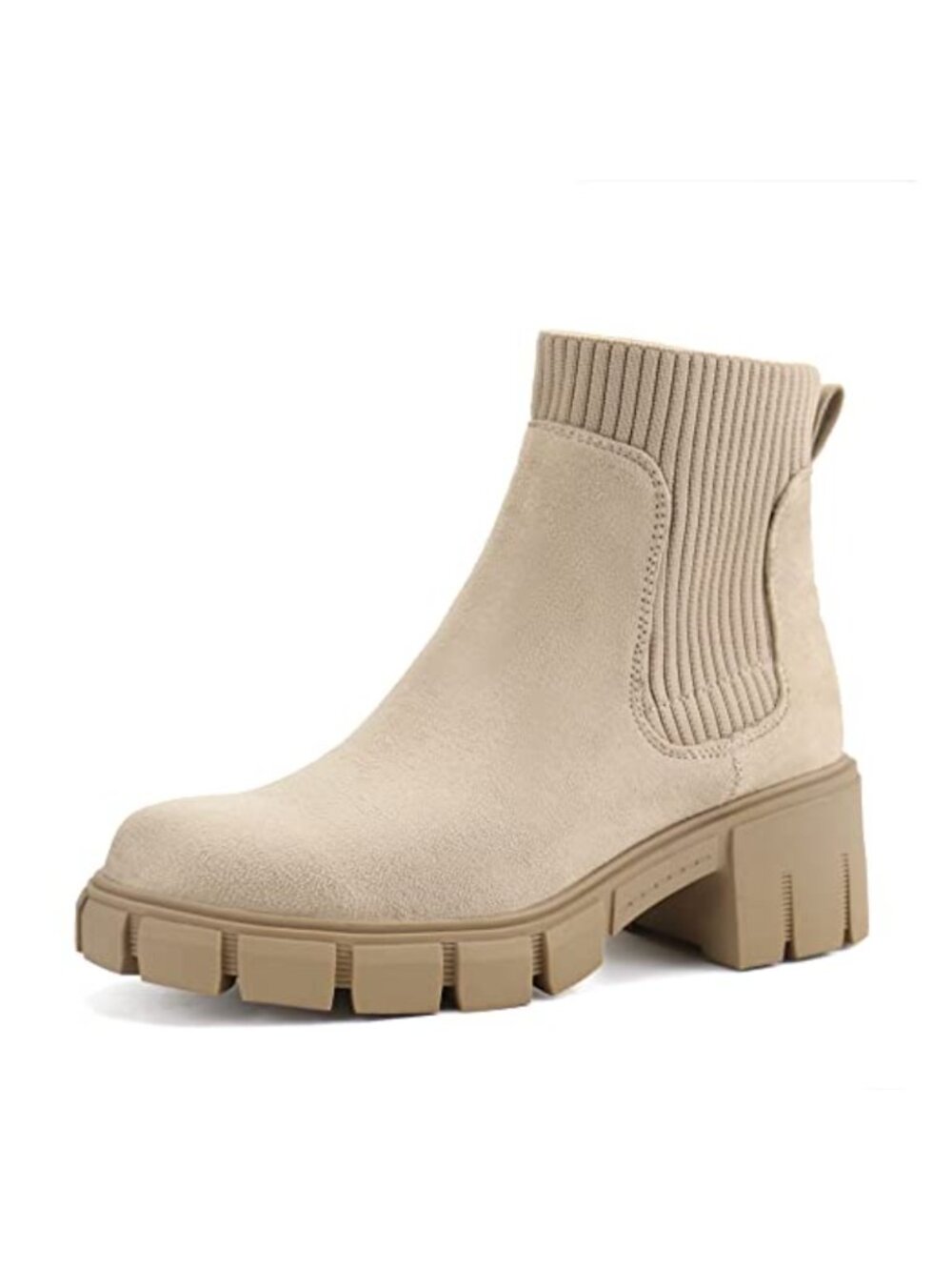 Womens Slip-On Chelsea Ankle Booties Chunky Block Heel